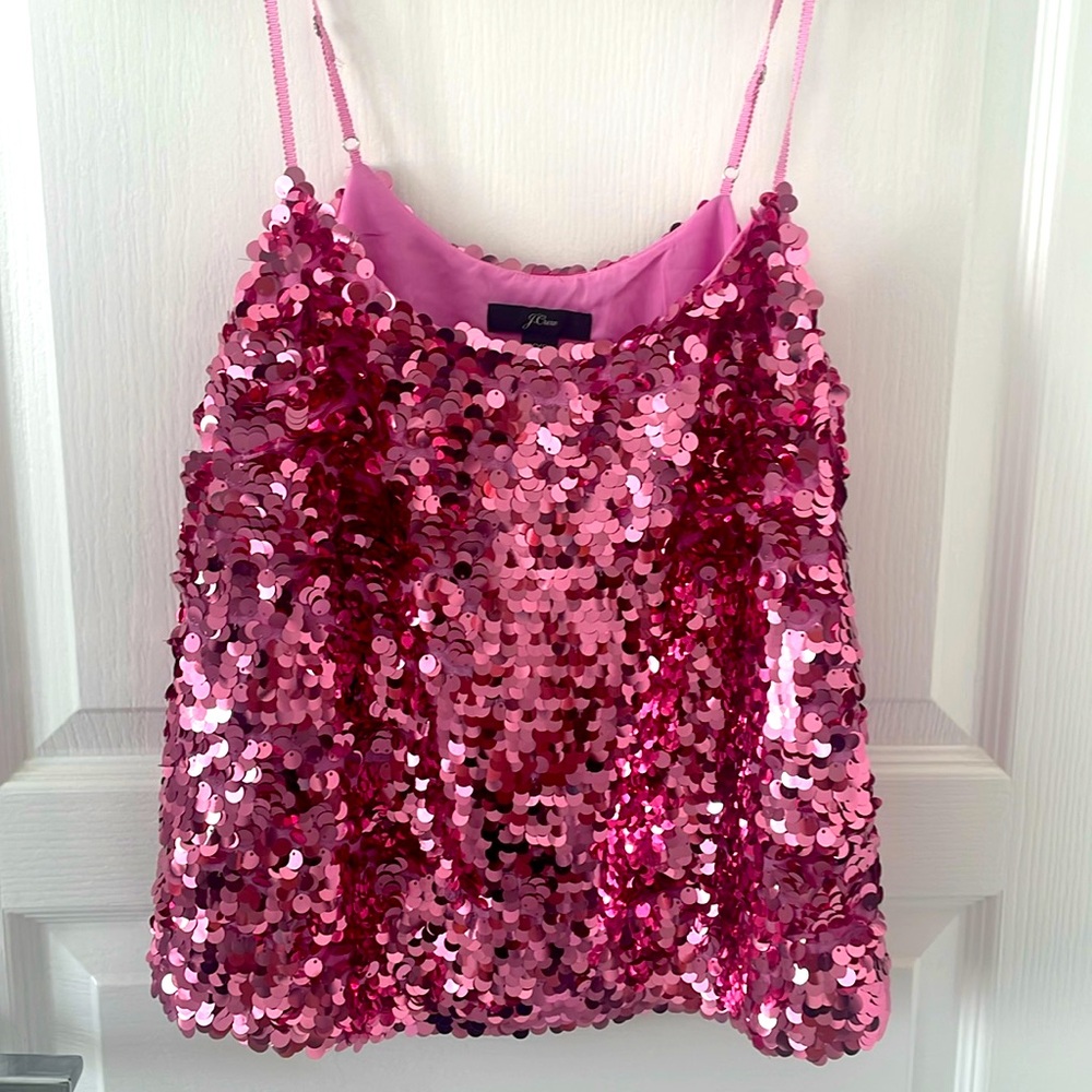 J.Crew Pink Sequin tank xxs